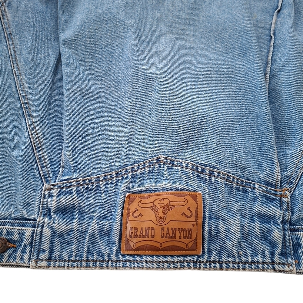 Vintage Grand Canyon Coat Embroidered patches car patterns jeans jacket - Picture 7 of 12
